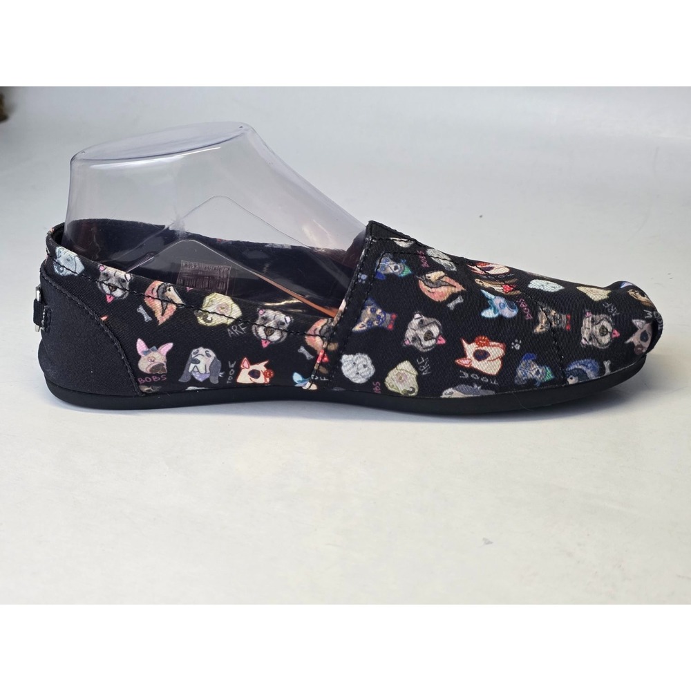 BOBS by Skechers Women's Shoes Size 8.5 Black Canvas Slip On Dogs Ballets‎ - Picture 4 of 11